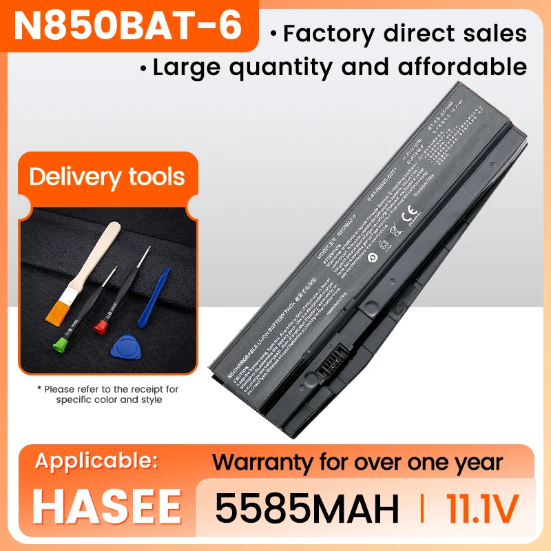 Remplacement de batterie d'ordinateur portable N850BAT-6 pour Clevo Z6-KP5GT Z7M-KP7G1 T58-T1 T6TI N870HJ série 6-87Interim 850S-6E71 6-87Interim 850S-4U41