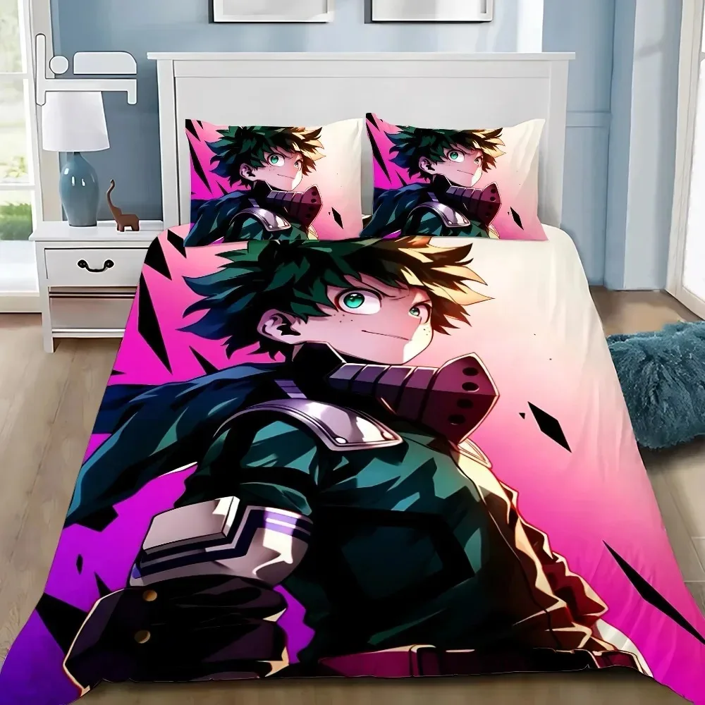 Bettbezug, Kissenbezug, Bettwäsche-Set, My Hero Academia, für Erwachsene, Jungen, Mädchen, Schlafzimmerdekoration, Kindergeschenk, Einzelbett, Doppelbett, große Größe
