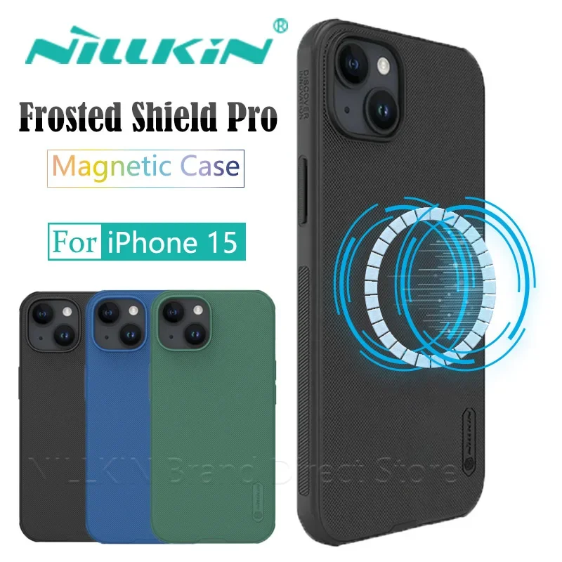 

Nillkin Super Frosted Shield Pro Magnetic Case for iPhone 15, Drop-proof, Magsafe Wireless Charge, Soft Edge, Matte Back Cover,