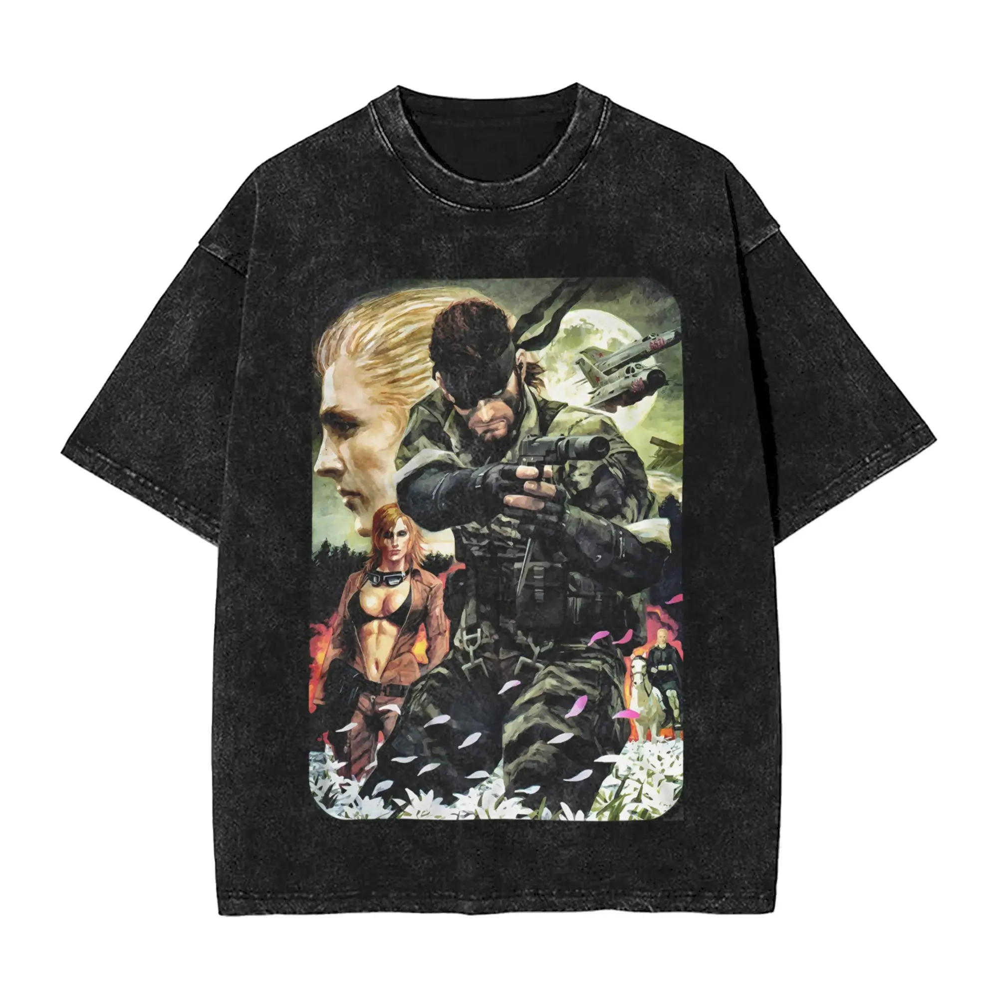 MGS3 ثعبان الآكل لعبة تي شيرت الهيب هوب غسلها تي شيرت على طراز هاراجوكو ميتال جير الصلبة 3 الرجال النساء بلايز الشارع الشهير تي شيرتات ورق الرسم البياني #1
