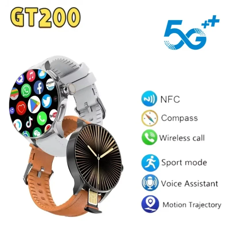 

GT200 Смарт-часы 1,95 дюйма Amoled с разрешением 750*750HD, телескопическая поворотная камера, сенсорный энкодер, Android 10,0, умные часы