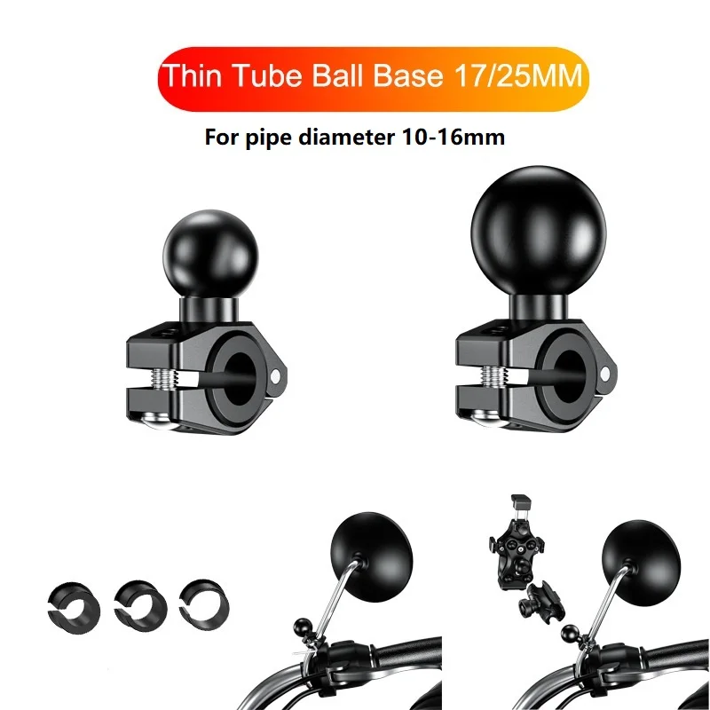 ฐานยึดลูกบอลอลูมิเนียมขนาด17มม. 1นิ้วสำหรับ kaca spion Motor จักรยานตัวแปลงหัวน็อตแบบเอียงพอดีกับท่อบาง10-16มม.