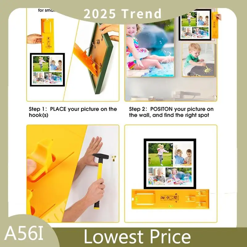 

A56I Инструмент для подвешивания картин с горизонтальной простой рамой, универсальный, можно установить инструменты, желтый пластик