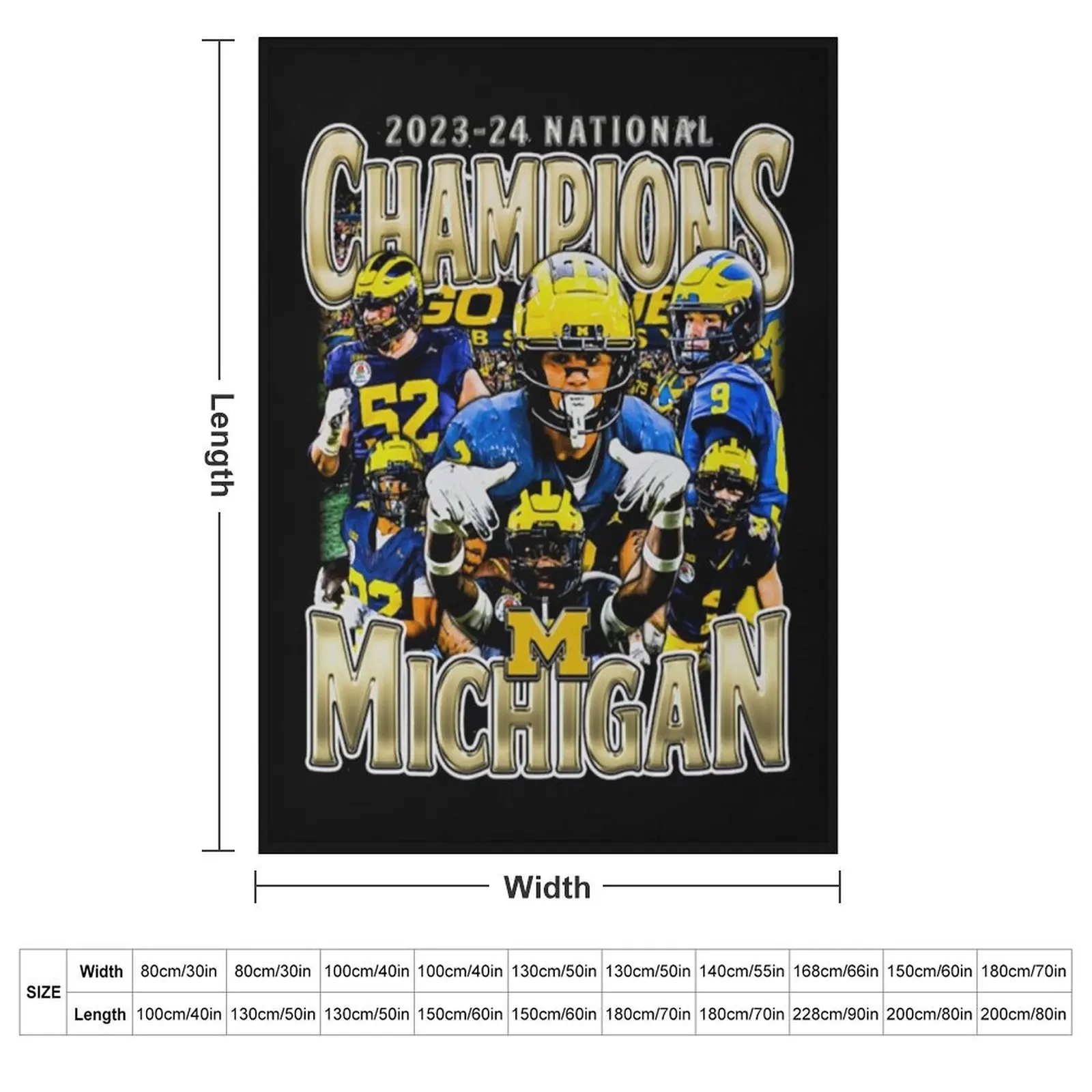 Michigan National Champs 2023-2024 Vintage Bootleg Throw Blanket couch cozy soft plush fuzzy picnic outdoor blanket