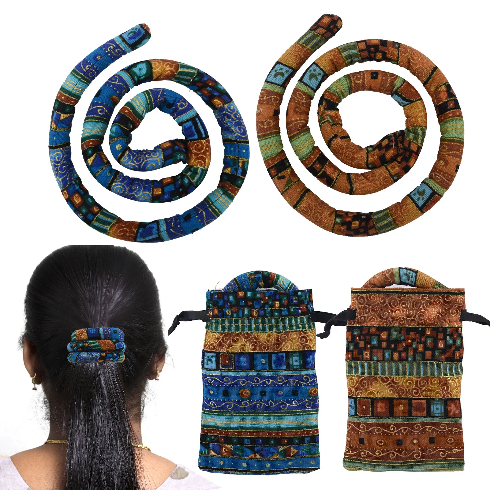 2pcs Portable Bun Wrap Iron Wire Spiral Lock Hair Tie Dreadlock Accessory Flexible Women Men Ponytail Holder Bendable