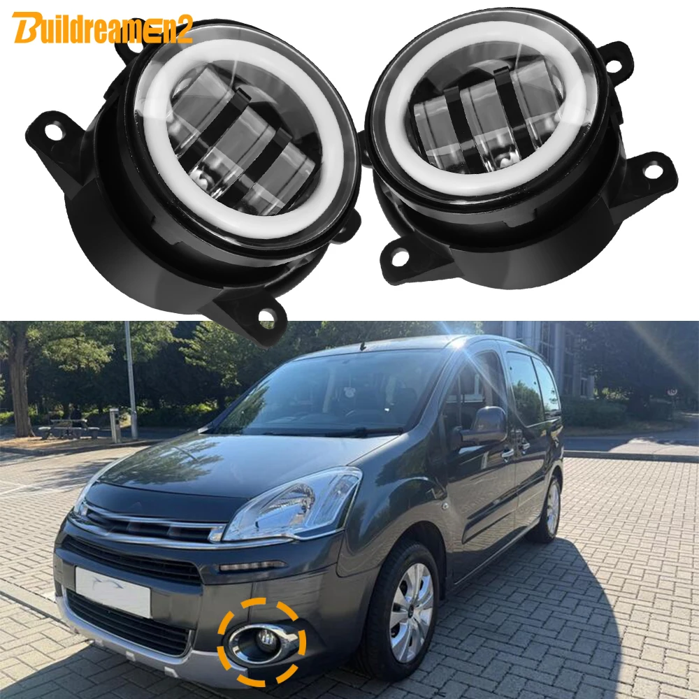 2 Pieces 3IN1 Car LED Fog Light with Angel Eye Daytime Running Turn Lamp Function For Citroen Berlingo Van B9 Mk2 2012-2019