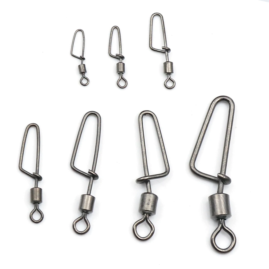 FishTrip 50Pcs Rolling Swivel Coastlock Snap Clips Fishing Connector Stainless Steel Carabiner Quick Change Snap Terminal Tackle