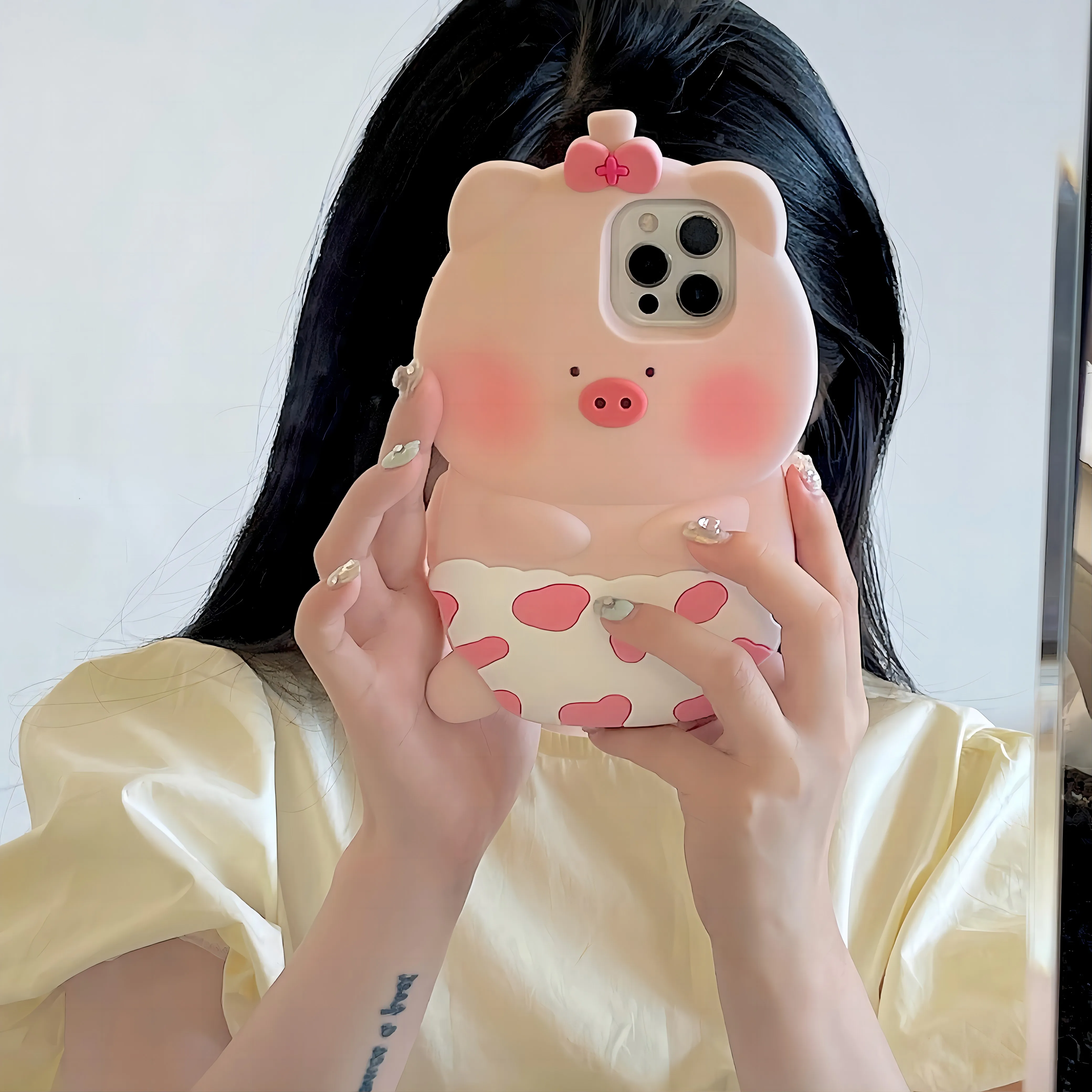 

3D Cartoon Cute Pig Taking a Bath Phone Case for iphone11 12 13 14 15 Pro Max Shockproof Protective Soft Silicone