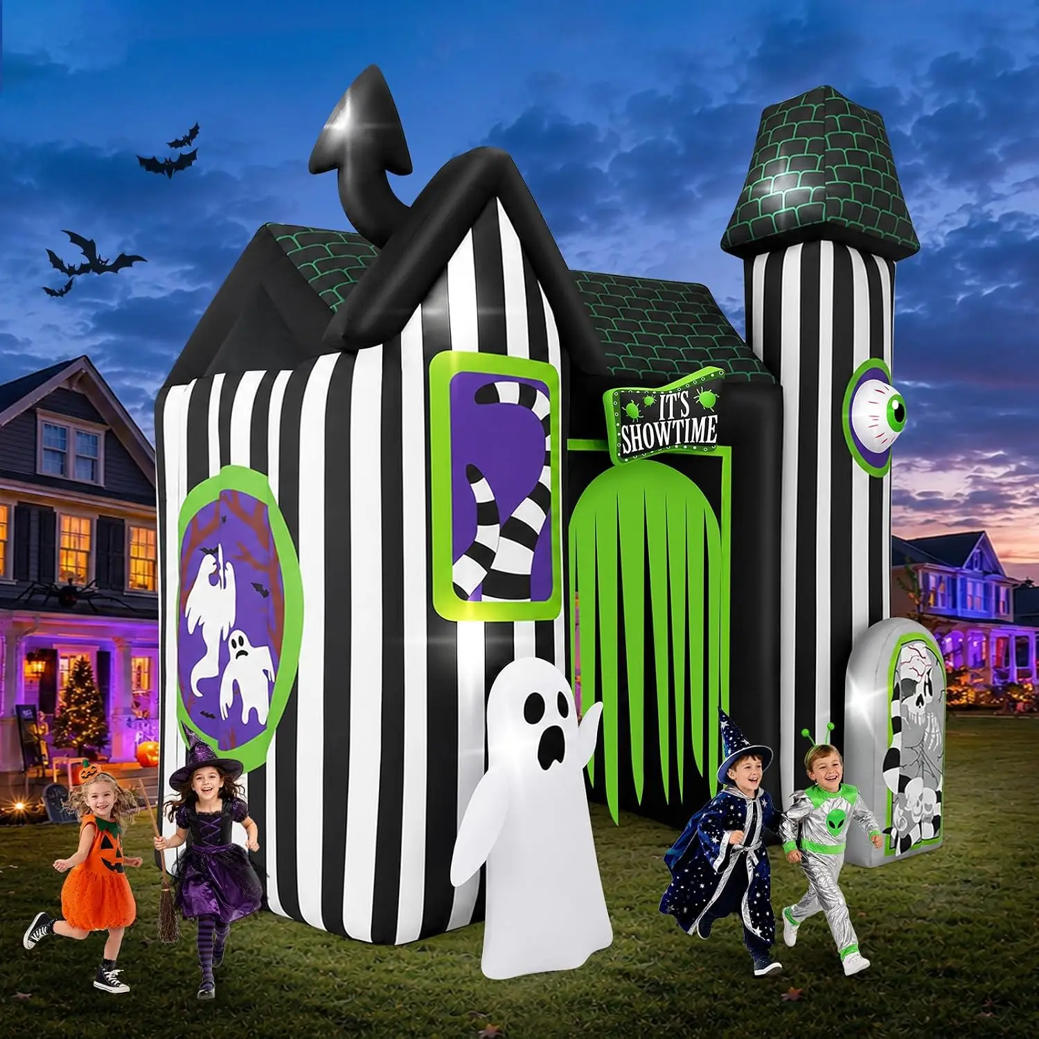 Halloween Inflatable Arch Giant Haunted House Tunnel Stereoscopic Ghost Skeleton Design Outdoor Holiday Decorations for Home