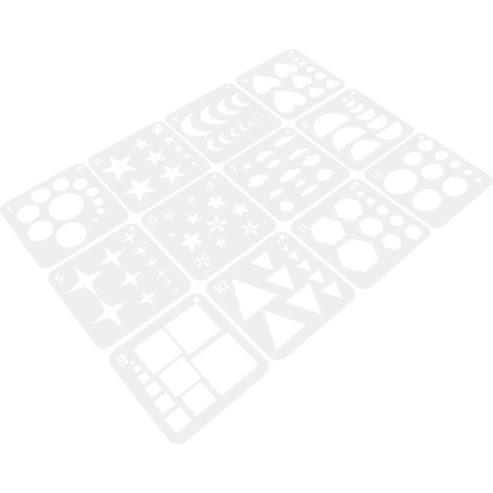 

12pcs Creative Painting Templates Geometric Art Stencils Reusable Plastic Kids Craft Drawing Tools For Canvas Wall Fabric Diy