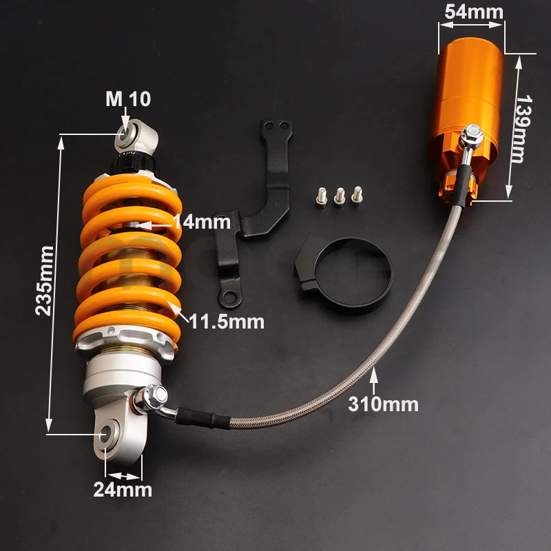 Motorcycle Rear Shock Absorber 205mm-235mm Adjustable Damping Built-In Hydraulic Airbag for Honda Yamaha Kawasaki Suzuki Parts