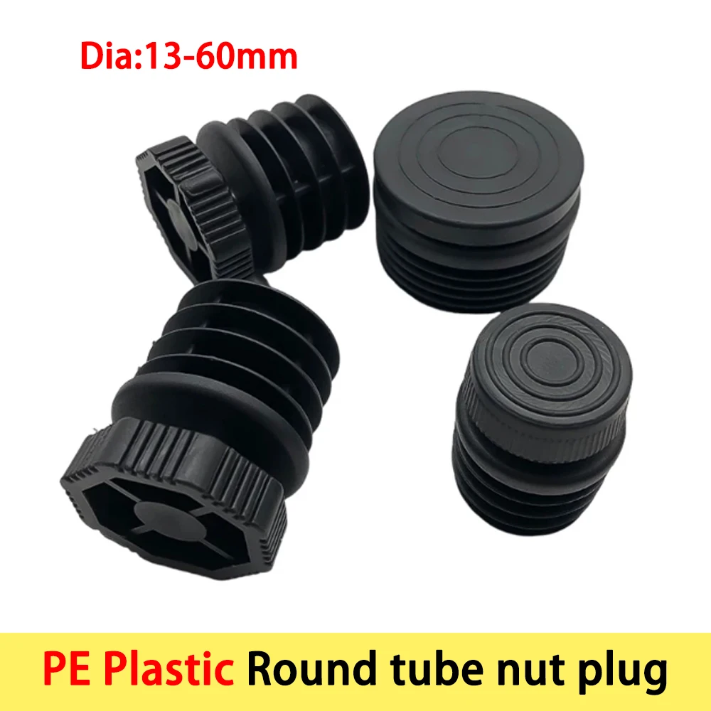 PE Plastic Nut Plug M6 M8 M10 M12 Round Tube Plug Furniture Tube Cover Shock-Absorbing Protection Dia13/16/22/30/35/42/48/50/60