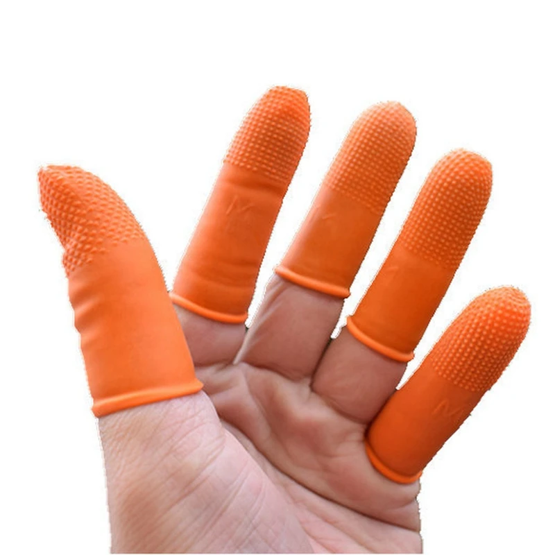 100Pcs Rubber Anti-Slip Finger Cots Orange Disposable Protective Finger Cots For Electronic Repair Easy To Use