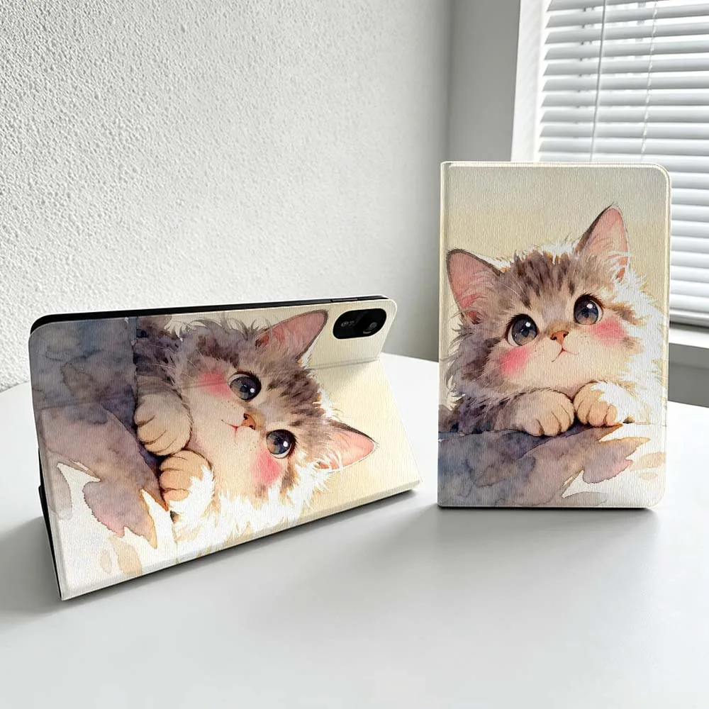 Cartoon Fluffy Kitten Face For Xiaomi Redmi Mi Pad 8 7 6 5 4 2 SE K Pro Max Ultra Poco Pad Soft Inch Tablet Case Cover