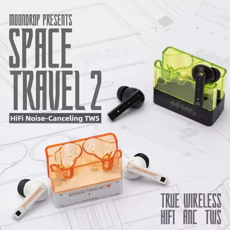 

MOONDROP Space Travel 2 TWS Беспроводные наушники Bluetooth 6.0 Hi-Fi наушники с шумоподавлением ANC Игровой режим с низкой задержкой SBC AAC