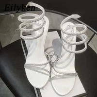 Eilyken Fashion Crystal Stiletto High Heels Woman Sandals Street Style Sexy Open Toe Wedding Party Prom Ankle Strap Shoes - Image 5