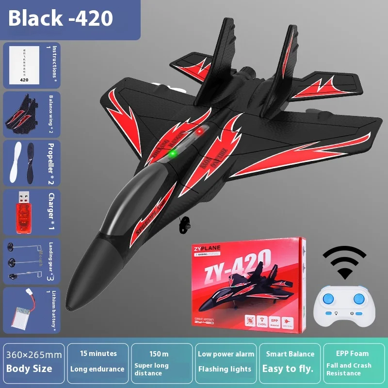 2024 New Zy-420 Rc Plane Remote Control Aircraft Glider Epo Foam Fixed Wing Aircraft Model Shatterproof Toy Airplane Boy Gift