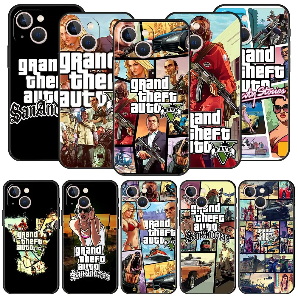 Rockstar gta 5 Grand Theft Auto For iPhone 11 12 13 15 14 Pro Max Phone Case X XR XS 7 8 Plus SE 2020 Black Soft Cover Funda