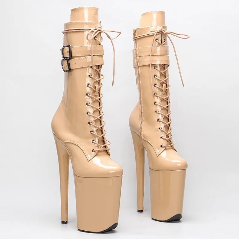 

New Fashion PU Upper Sexy Exotic Pole Dancing Shoes 23CM/9inches High Heel Round Toe Platform Women's Modern Ankle Boots 155