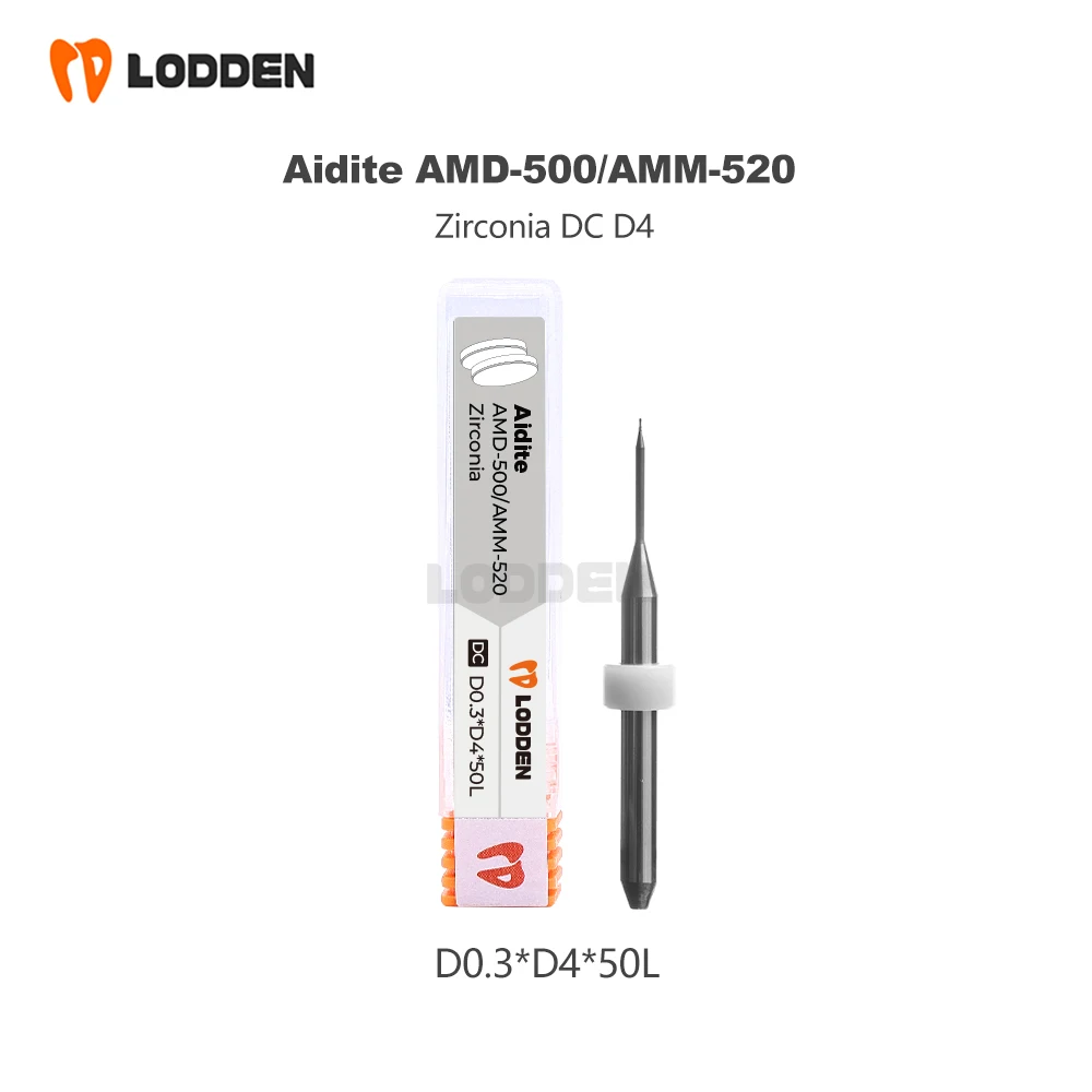 Lodden Dental Milling Burs Aidite AMD-500/AMM-520 DC Coating Zirconia Grinding for CAD CAM Milling Machine D4 Total 50mm