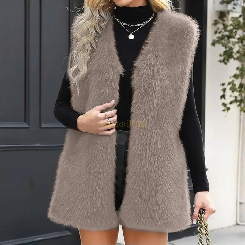 سترة صوفية منفوشة دافئة للنساء من 31BF، كاجوال فضفاضة بدون أكمام، سترة ناعمة #5