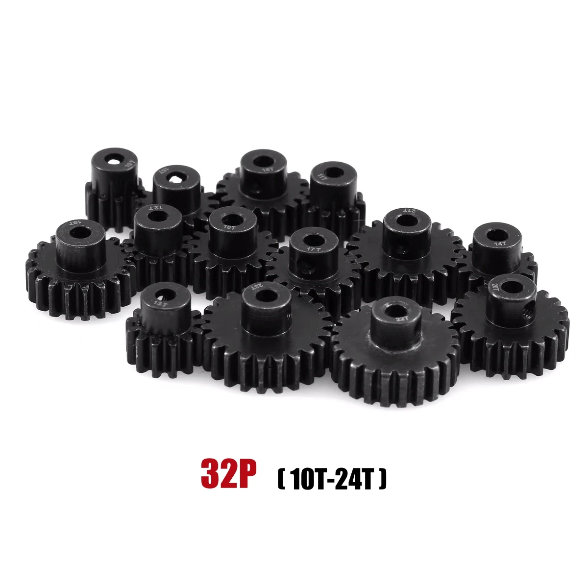 

1/10 RC Car 32P Motor Gear 0.8M 3.175mm Hole 10-24T 45# Hardened Steel Gears Spare Parts