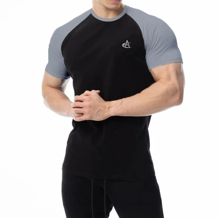 Mens Patchwork T-Shirts Muscle Slim Fit Moisture Wicking Gym Workout Tee Short Sleeveless Fitness Bodybuilding T Shirt