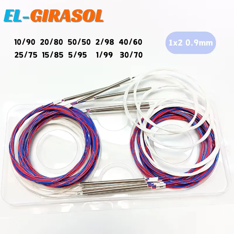 10pcs Fiber Optic FBT Splitter 10/90 20/80 30/70 40/60 50/50 45/55 Various Types 1x2 0.9mm Ulanced Coupler Without Connectors