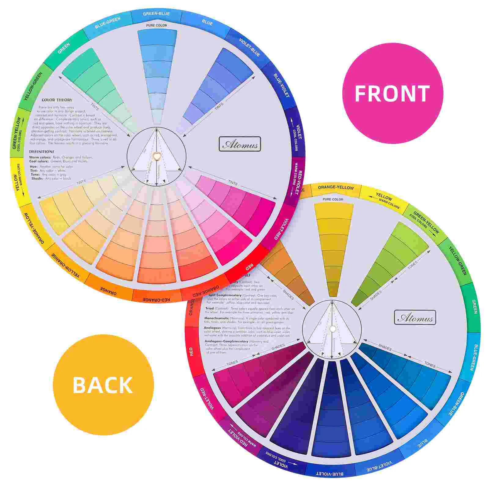 Gradient Color Wheel Board Chart Rotation Key Chain Mixed Guide Tool Learning Card