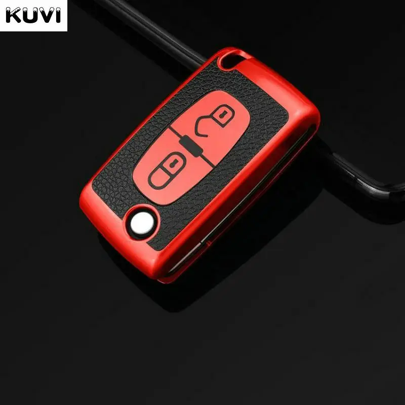 2 3 Button Key Case Cover for Citroen C-Crosser C3 C4 Picasso Berlingo Case for Peugeot Partner Tepee 207 307 308 407 Keychain