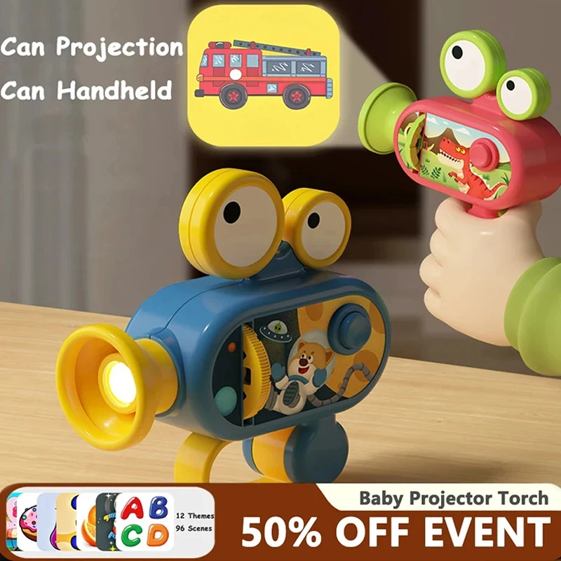 Kids Handheld Projection Flashlight, Children's Luminous Toys, 80Patterns, Baby Early Education Puzzle Projector Torch Toys
