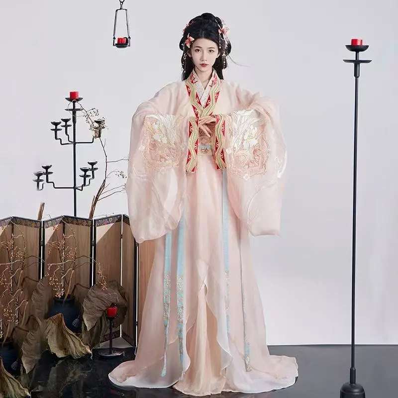 

Ancient Warring States Period Hanfu Women's Traditional Chinese Large Sleeve Long Hem Robe Girls Halloween Street Cosplay Wear