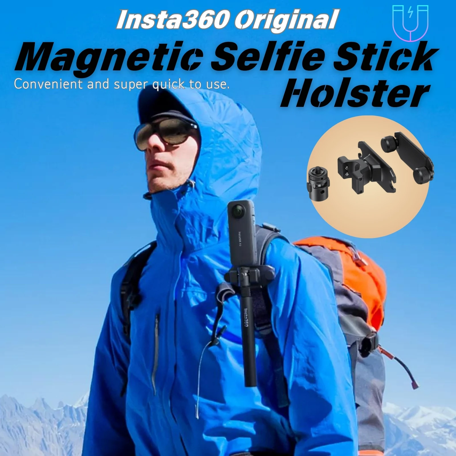 Insta360 Magnetic Selfie Stick Holster Quick Release Holder Support For Backpack Strap Waist Belt For X4 X3 Original Accessories