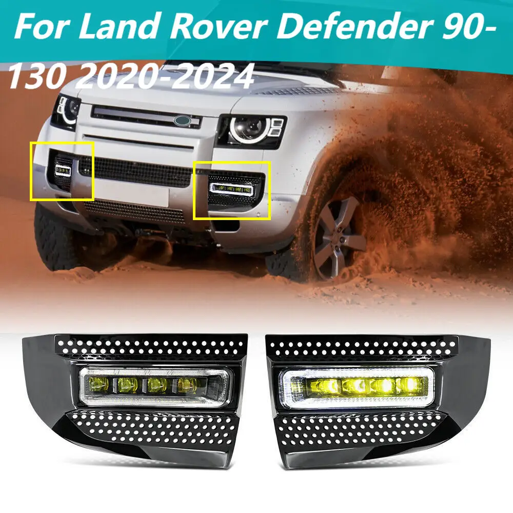 DRL LED Fog Light For Land Rover Defender 90-130 2020-2024 Pair Waterproof Front Lamp Assembly OEM Fit Direct Replacement Parts