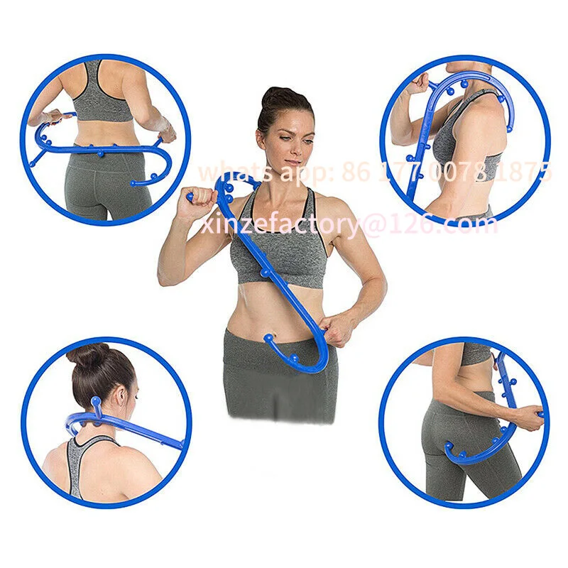 Customizable Trigger Point Massage Cane - Deep Tissue Back & Neck Pain Relief Tool, S-Shaped Hook Massager for Muscle Knots & Te