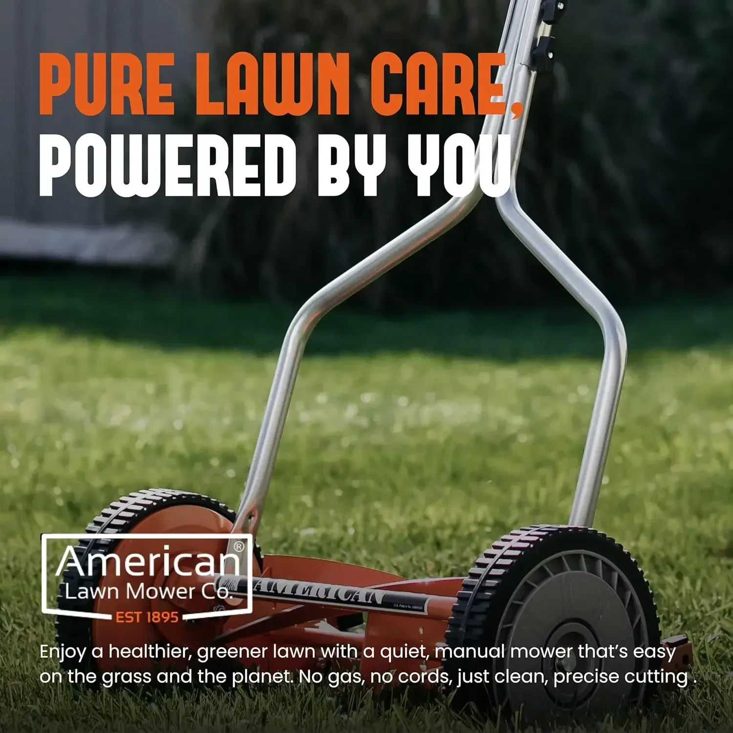 Red 14 Inch Four Blade Push Reel Lawn Mower