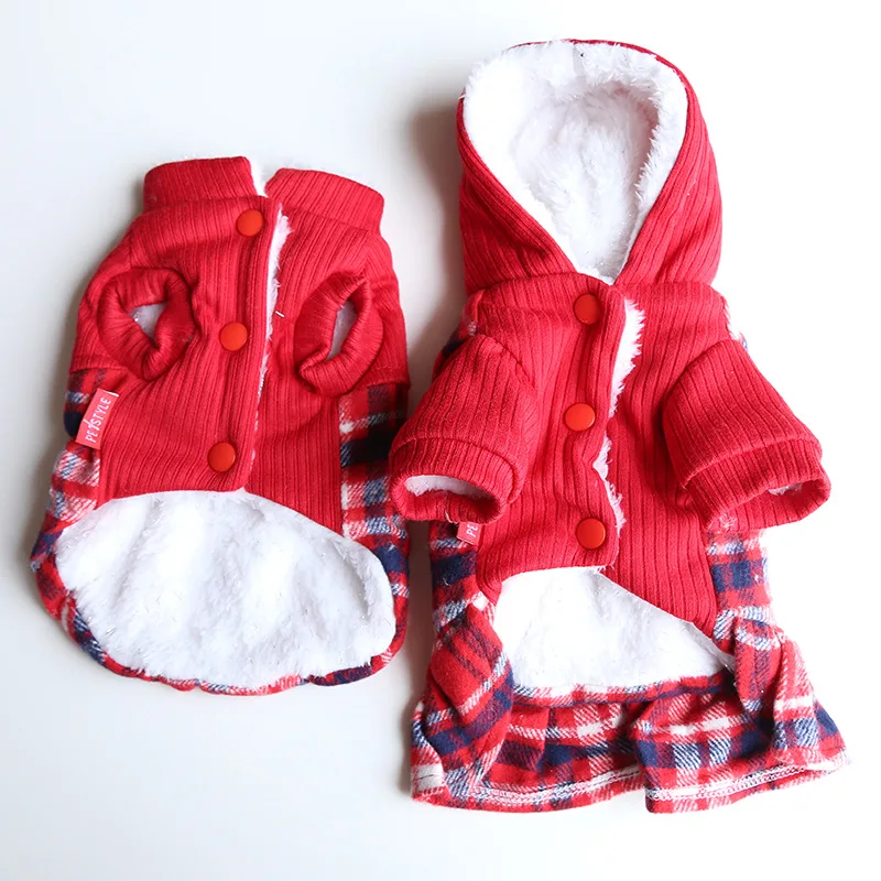 Christmas Red Plaid Couple Wear 2022 Autumn and Winter Cat Clothing Pet Clothing Dog Clothing Dog Dresses Dog Clothes