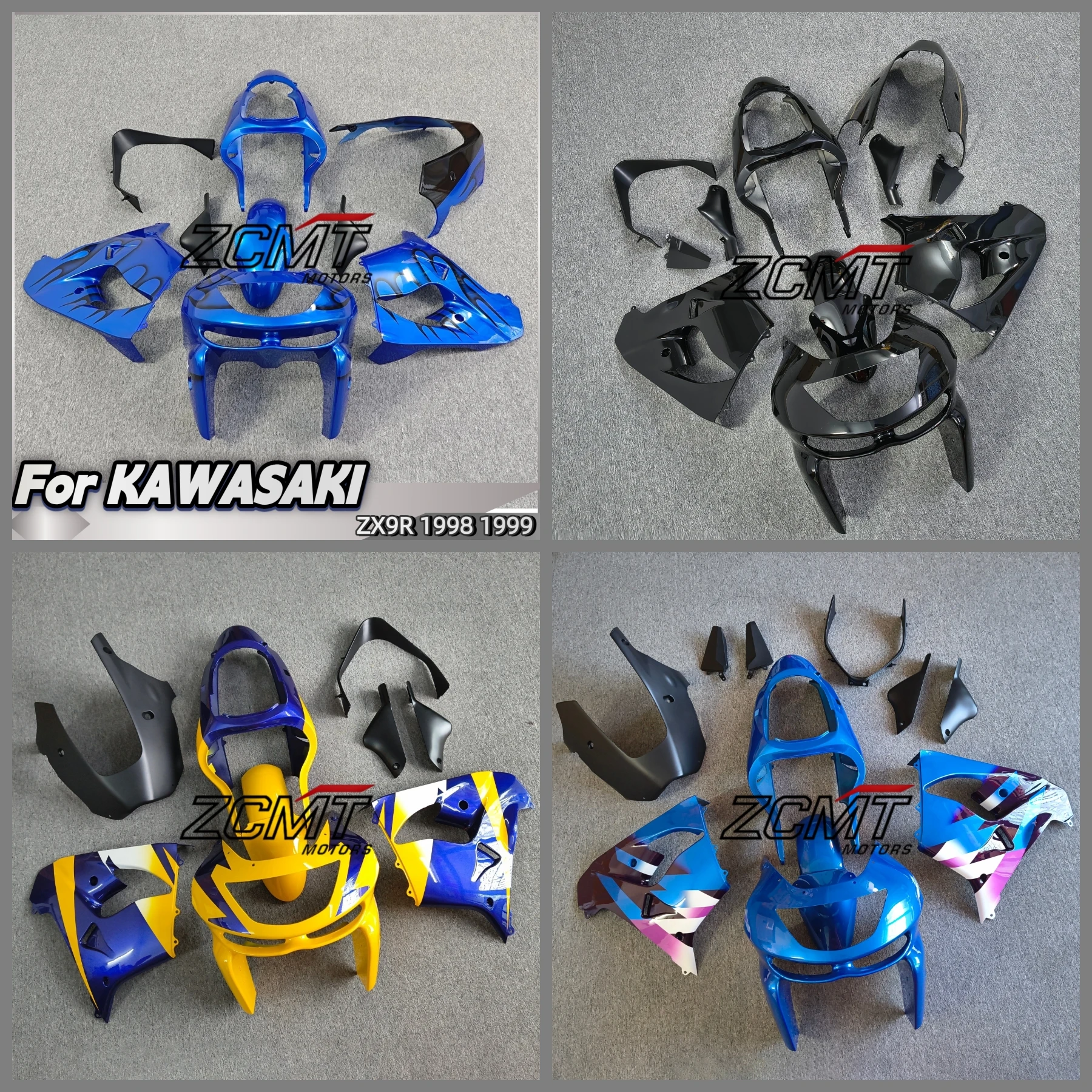 Top-rated Motorcycle Fairing Kits for Kawasaki ZX9R ZX 9R ZX-9R 1998 1999 98 99 Injection ABS Colorful Bodywork Set Accessories