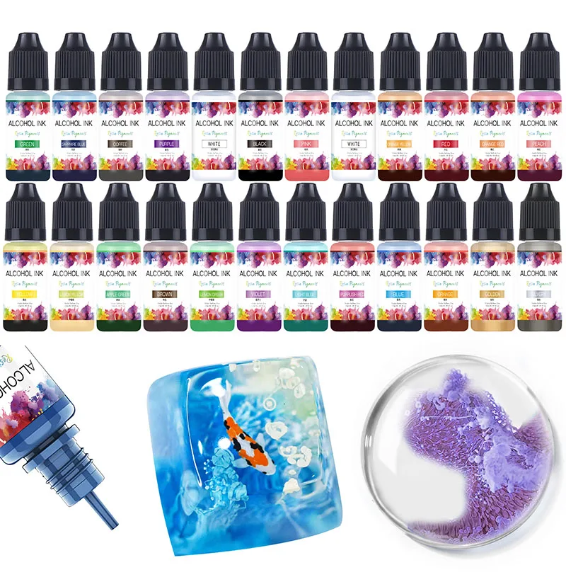 22Color 10ML Resin Liquid Colorant Dye Art Ink Alcohol Resin Pigment Ink Diffusion For DIY Crystal Jewelry Making Pigment Crafts