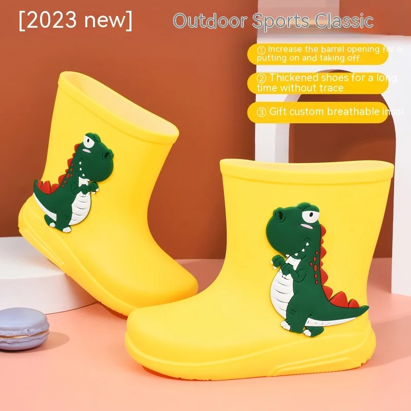 Kids Rain Shoes Girls Boys Cute Cartoon Pattern Boots Students Non-slip Waterproof Footwear Lovely Soft Bottom Children Footwear