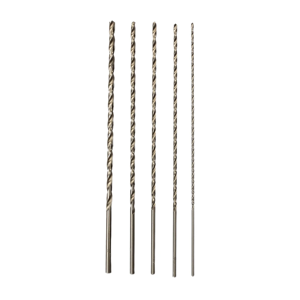 5pcs 2/3/3.5/4/5mm 200mm Extra Long HSS Straight Shank Drill Bit Set Wood Aluminum And Plastic Extended Twist Drill