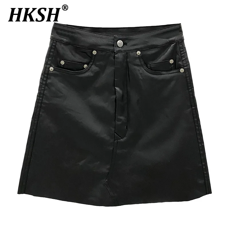 

HKSH Summer New Women Y2K Dark Techwear Punk Style High Street Casual Fashion Denim Coating Craft A-line Short Wrap Skirt HK5434