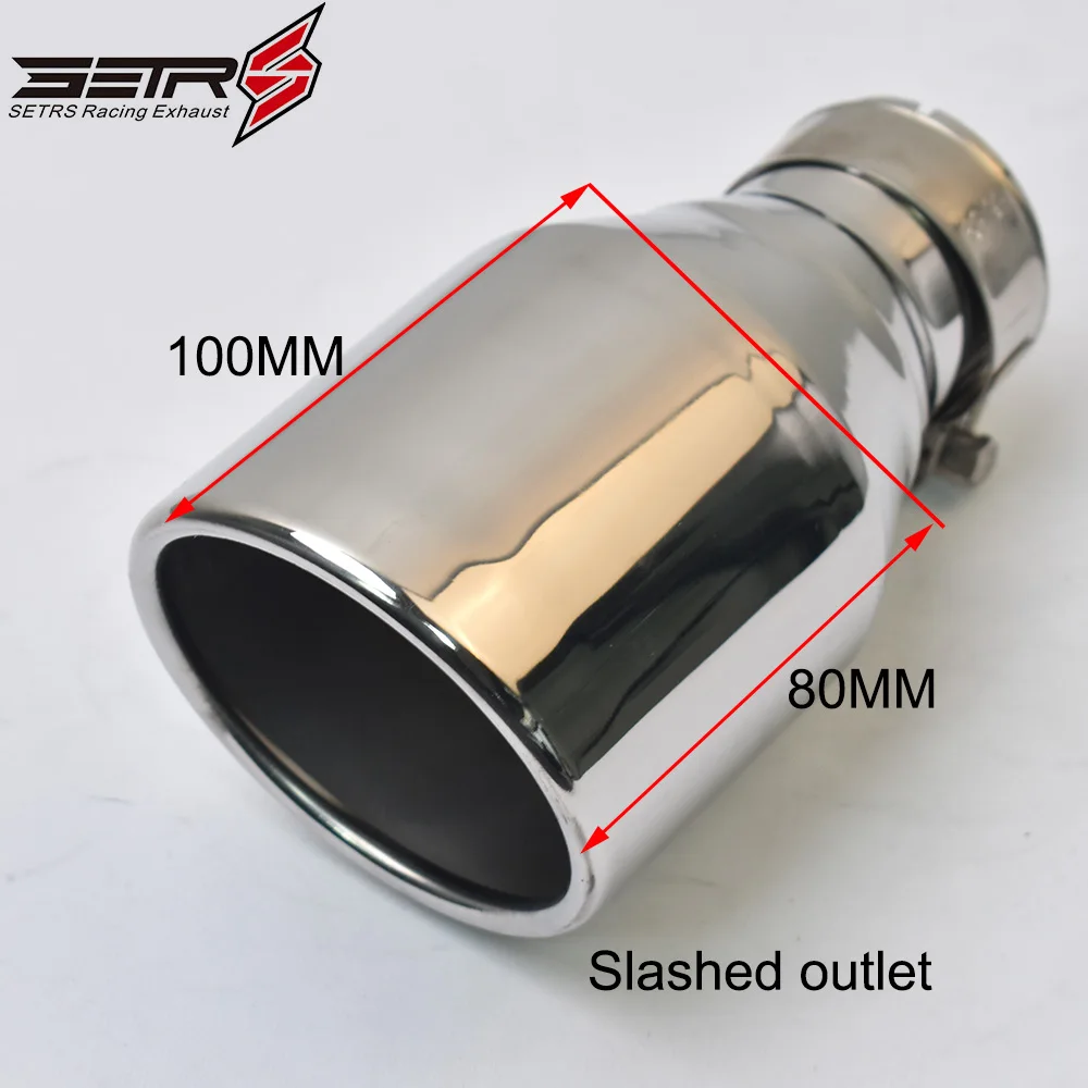 1Pc Universal Slashed Stainless Steel Angled Flange Exhaust Pipe Curly Muffler Tip