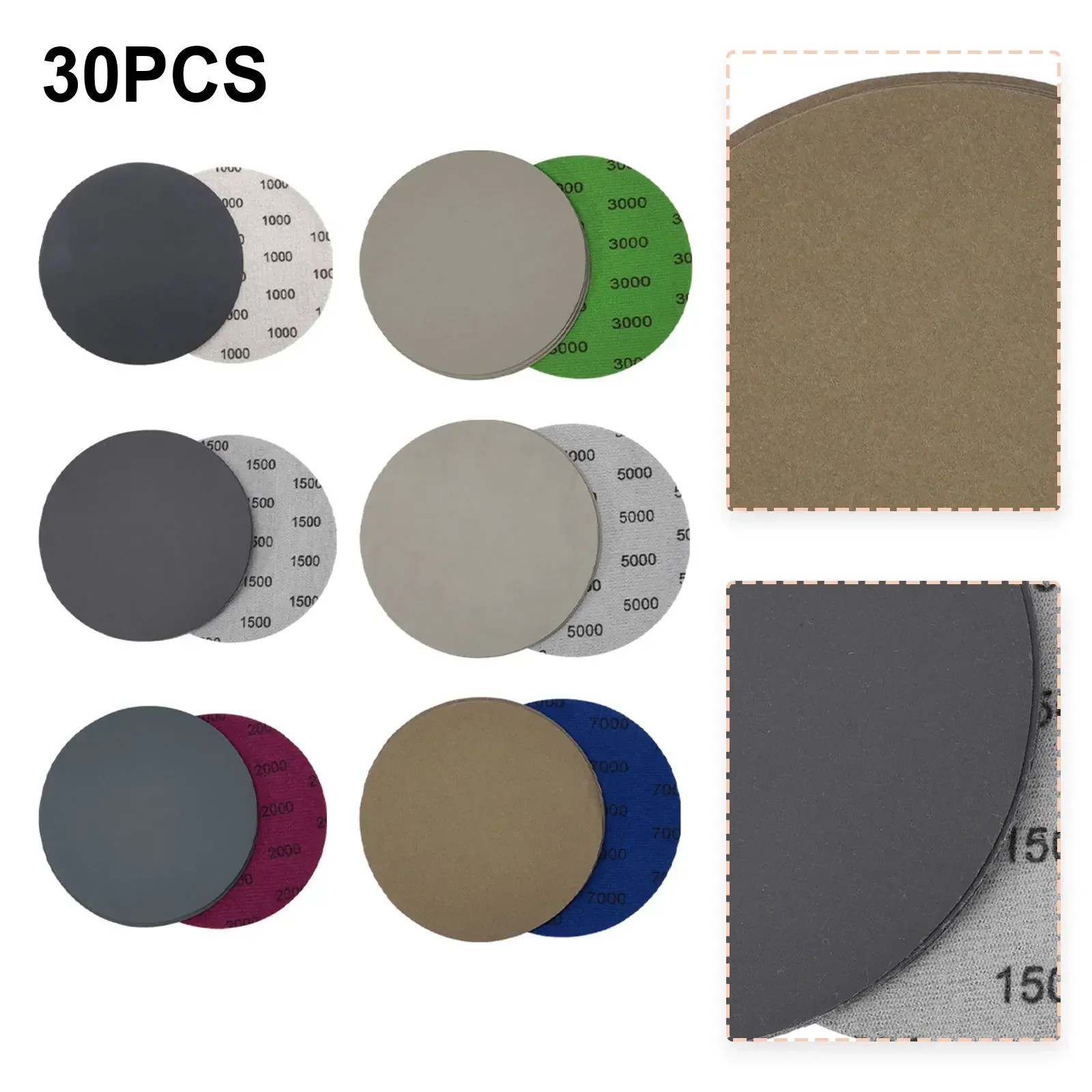 Practical Protable Reliable Newest Duable Hot Sale Sandpaper 1000 1500 2000 3000 5000 7000 Sanding 30pcs Discs