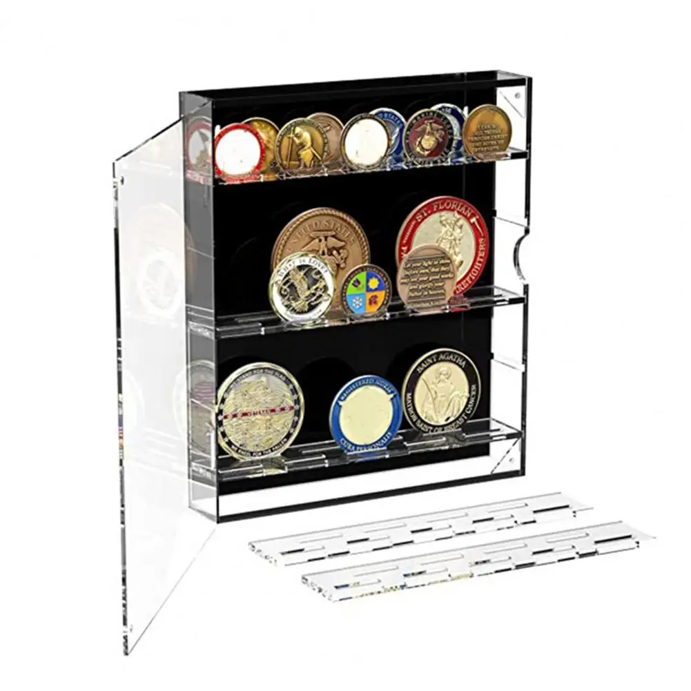 

Wall-mounted Coin Storage Box 5-layer Acrylic Coin Display Box Capacity Challenge Coin Showcase Medal Holder for Badges