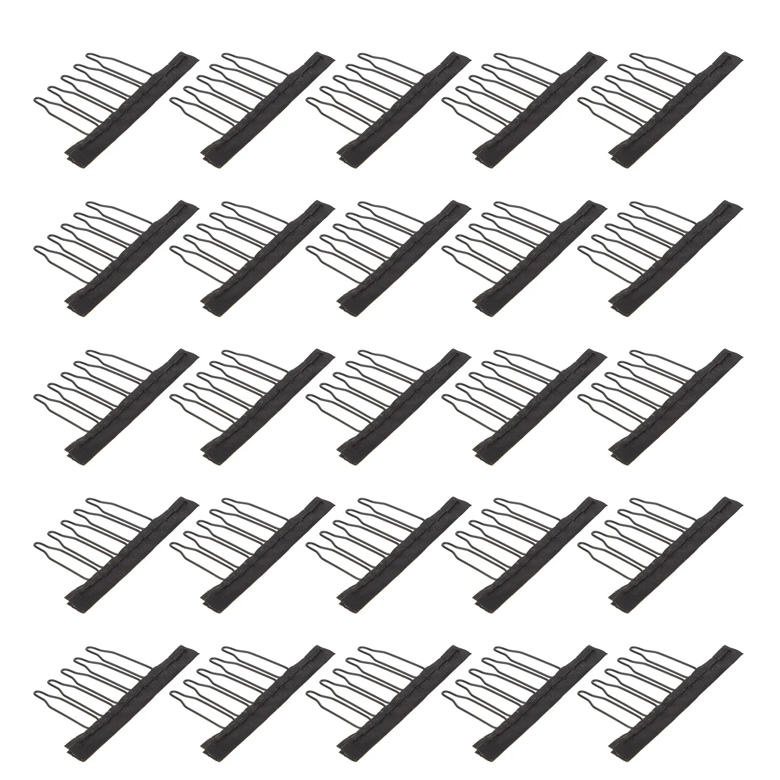

25Pcs Sturdy Steel Spring Combs 6-Teeth for Secure Fixing Hairpiece Fastening Hat Securing Professional Personal Use
