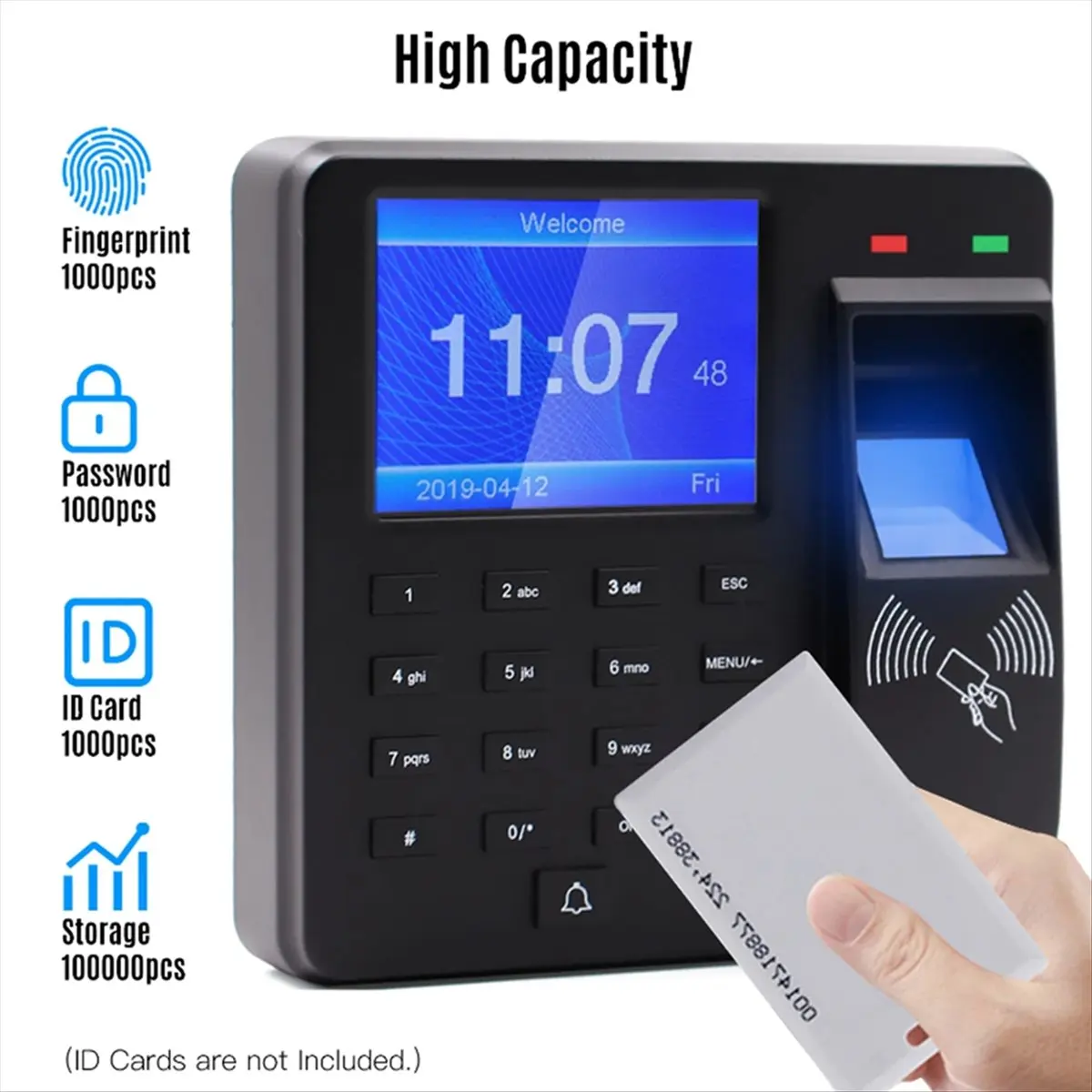 Access Control Attendance Machine Fingerprint Password ID Card Identification 2.4-Inch Screen Employee Recorder