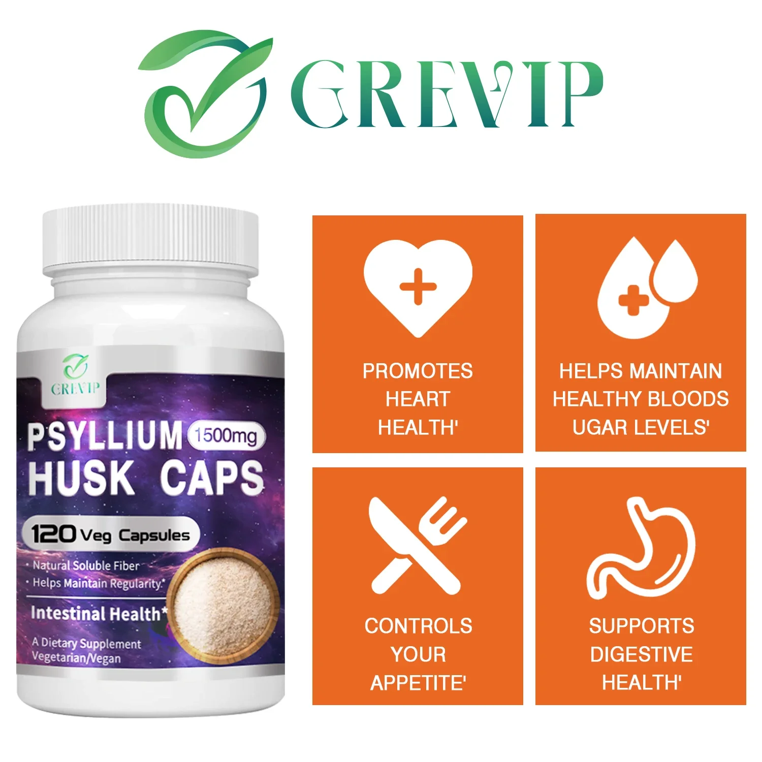 Psyllium Husk Capsules - Promotes Intestinal Health and Relieves Bloating