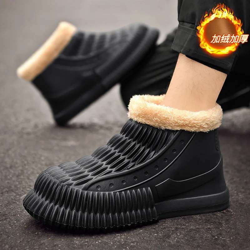 Cotton Shoes for Men Winter with Added Velvet and Thickened Outdoor Snow Boots for Men Waterproof and Anti Slip Shoes Size 46