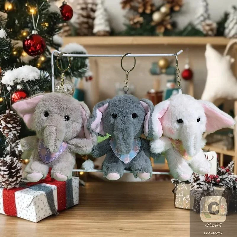 رائعتين الكرتون الفيل القطيفة كيرينغ. حامل مفتاح دمية الحيوان المحشو؛ لعبة لينة حقيبة قلادة وديكور حقيبة الظهر #3